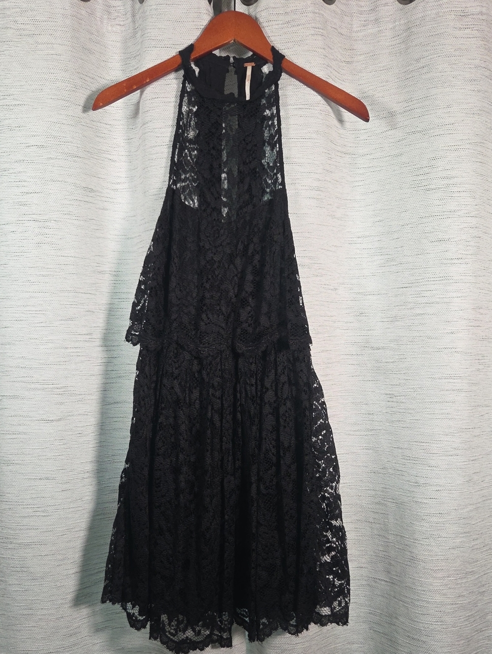 Free People Black Lace Halter Midi Dress Open Back